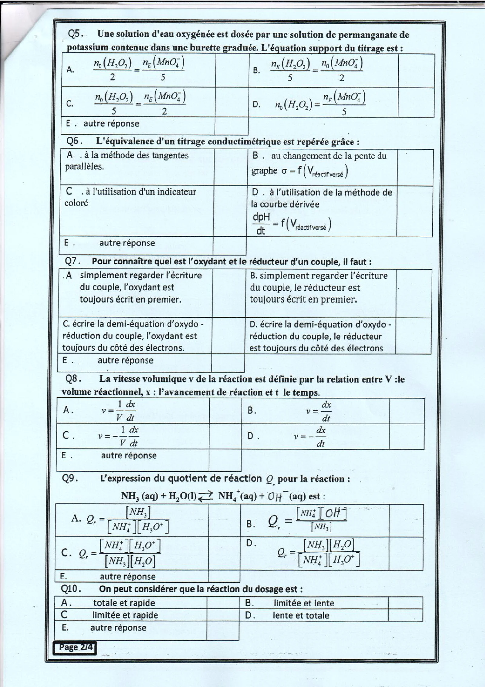 Épreuve Chimie Concours médecine commun  — page 2