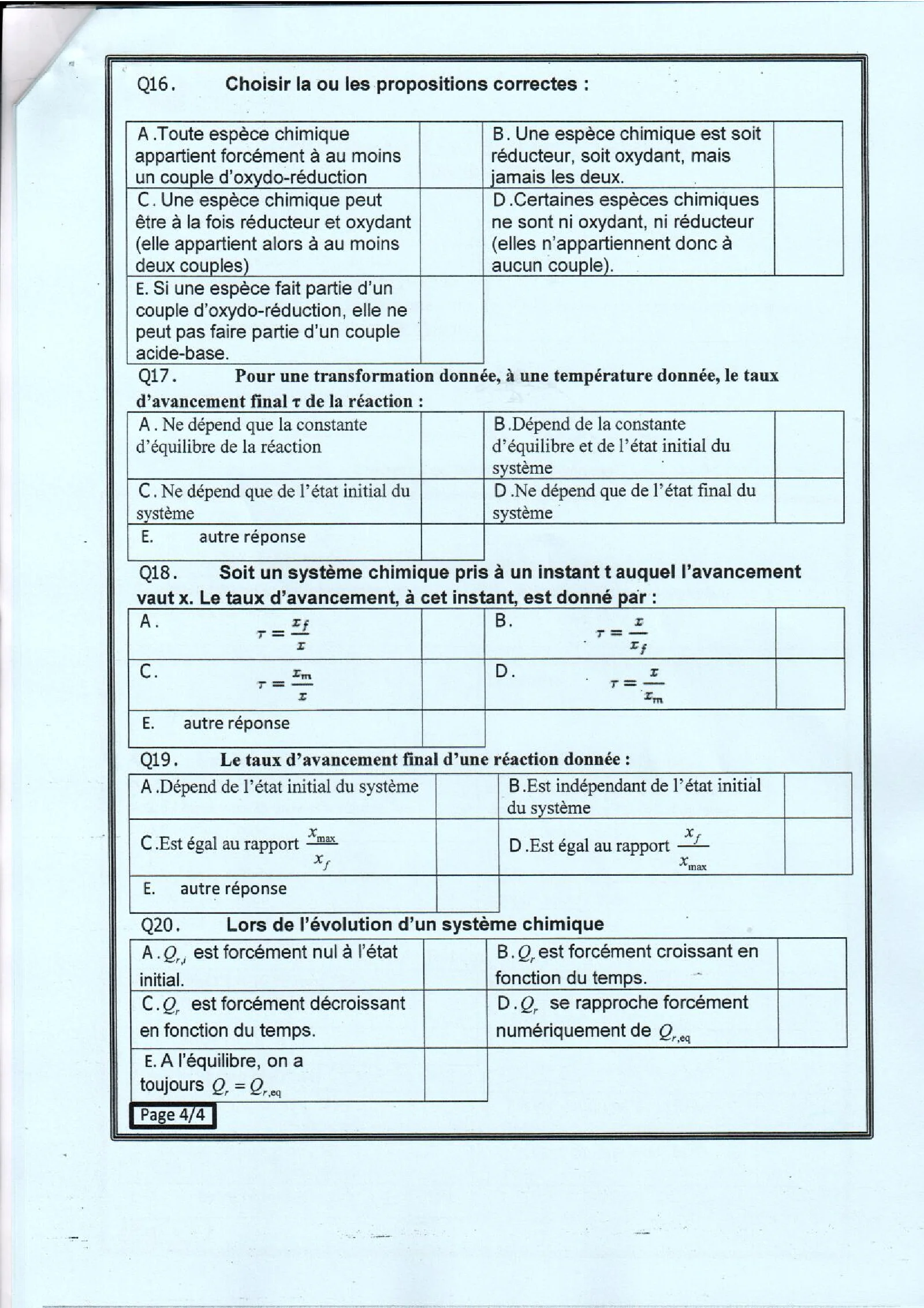 Épreuve Chimie Concours médecine commun  — page 4