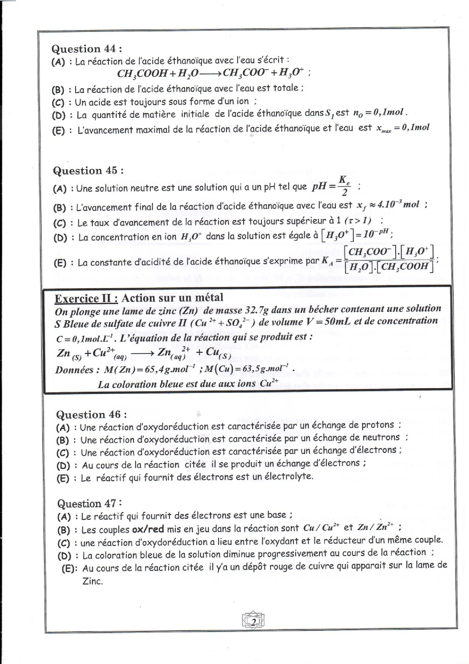 Épreuve Chimie Concours médecine commun  — page 5
