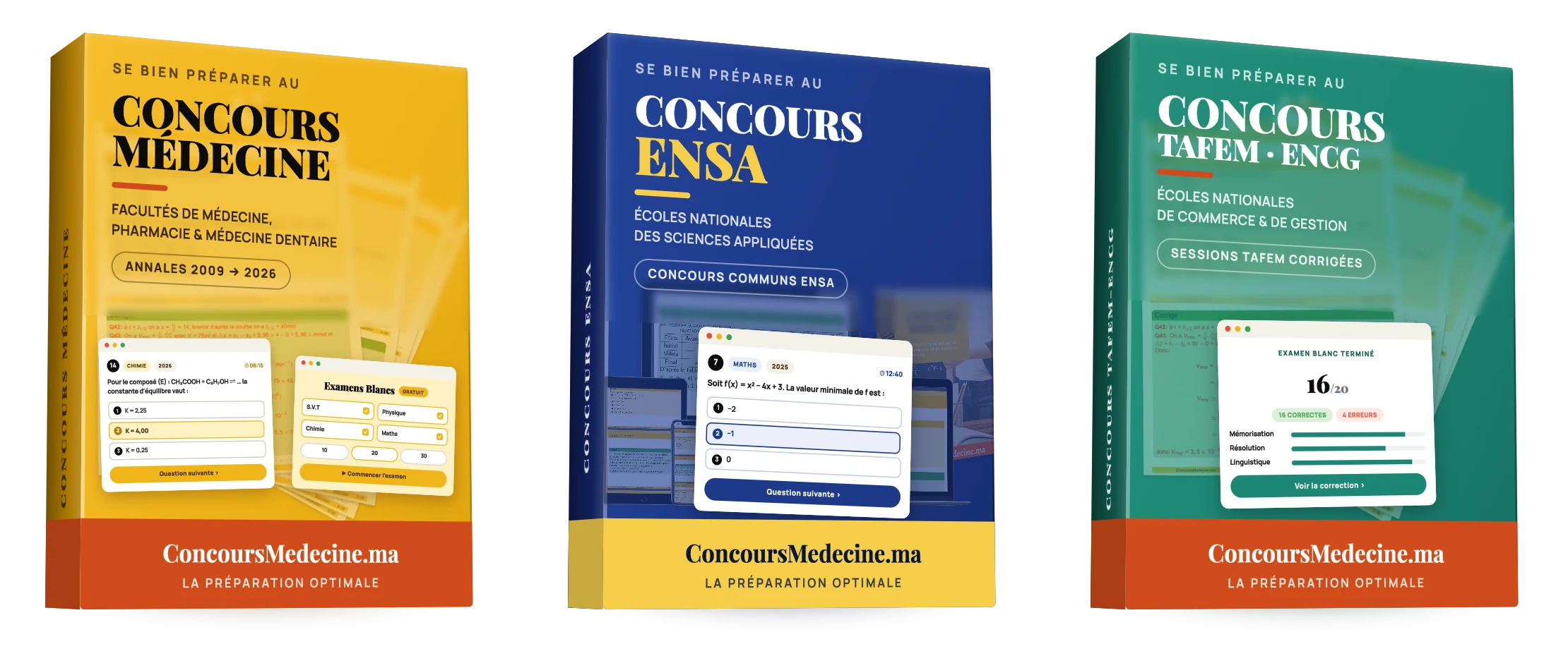 Packs Concours Médecine, ENSA et ENCG — annales corrigées concoursmedecine.ma